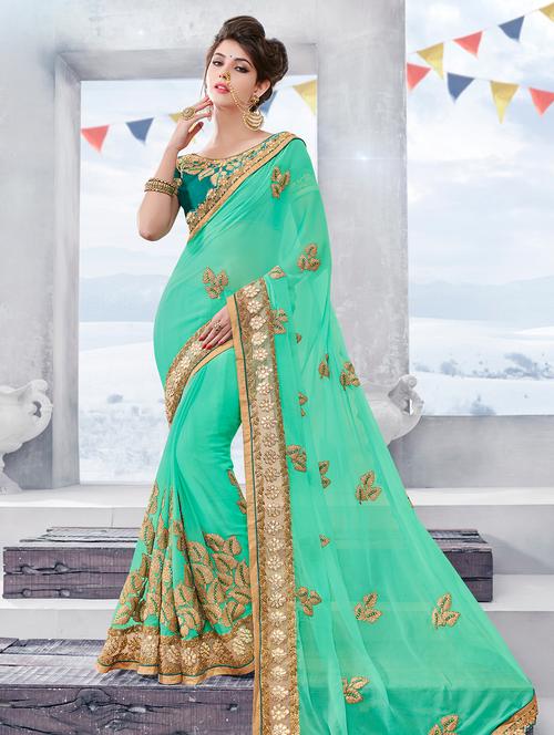 floral embroidered saree - 15833606 - Very Small Image - 1