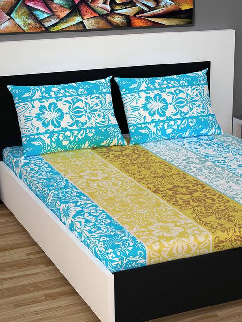 100% cotton double bedsheet with 2 pillow covers - 15834536 - Very Small Image - 1