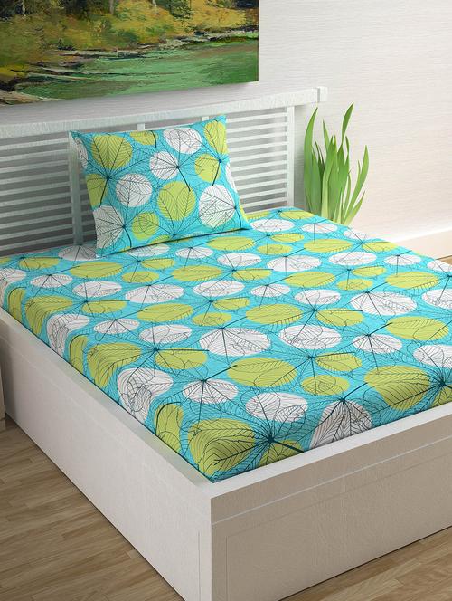 100% cotton single bedsheet with 1 pillow cover - 15834555 - Very Small Image - 1