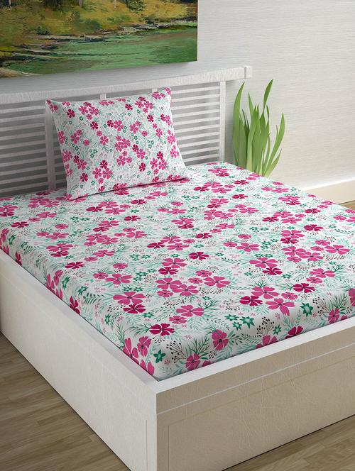 100% cotton single bedsheet with 1 pillow cover - 15834566 - Very Small Image - 1