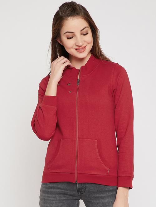 eyelet detail zip-up sweatshirt - 15835338 - Very Small Image - 1