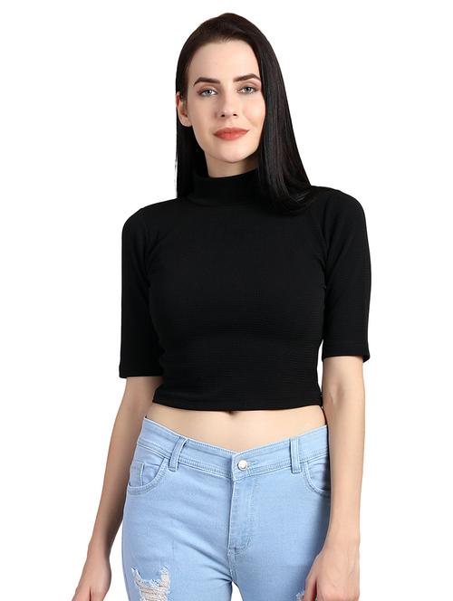 mock neck crop top - 15835438 - Very Small Image - 1