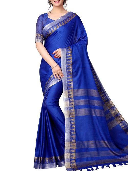 temple border woven saree with blouse - 15835503 - Very Small Image - 1
