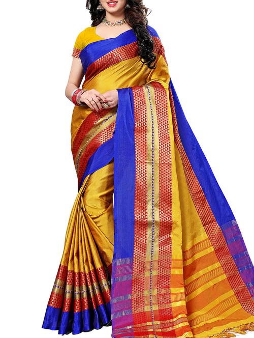 geometrical zari border woven saree with blouse - 15835999 - Very Small Image - 1
