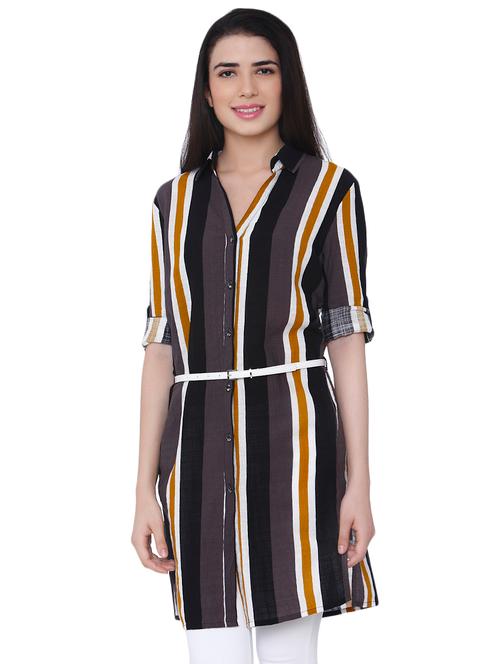 striped belted shirt tunic - 15836626 - Very Small Image - 1