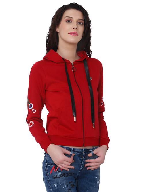 embroidered zip up hooded sweatshirt - 15836677 - Very Small Image - 1