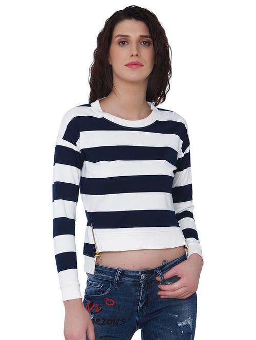 zipper detail striped asymmetric top - 15836696 - Very Small Image - 1