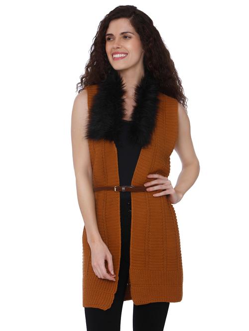 faux fur belted shrug - 15836710 - Very Small Image - 1