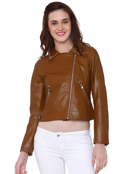 studded leatherette zip detail jacket - 15836733 - Very Small Image - 1