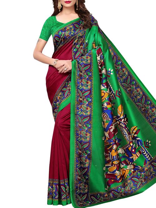 conversational printed mysore silk saree with blouse - 15836969 - Very Small Image - 1