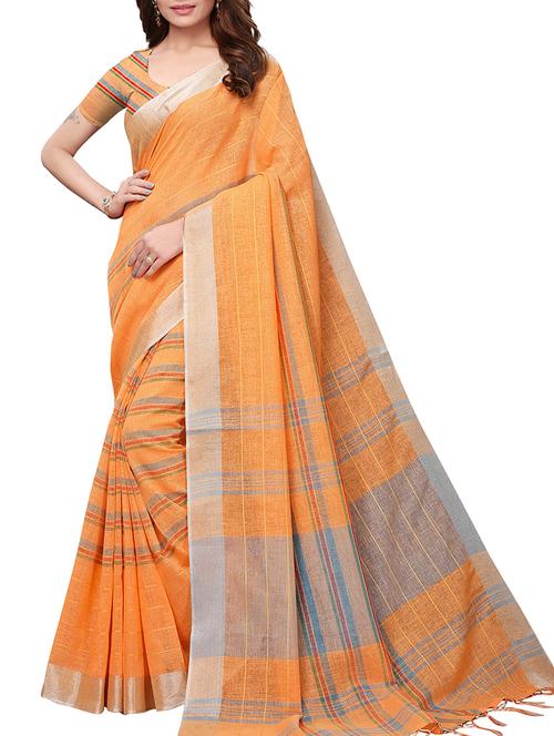 handloom striped saree with blouse - 15837102 - Very Small Image - 1