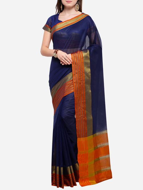 contrast border woven saree - 15837348 - Very Small Image - 1