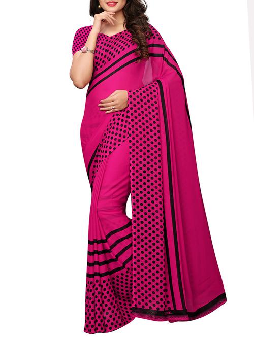 polka dot printed saree with blouse - 15839167 - Very Small Image - 1
