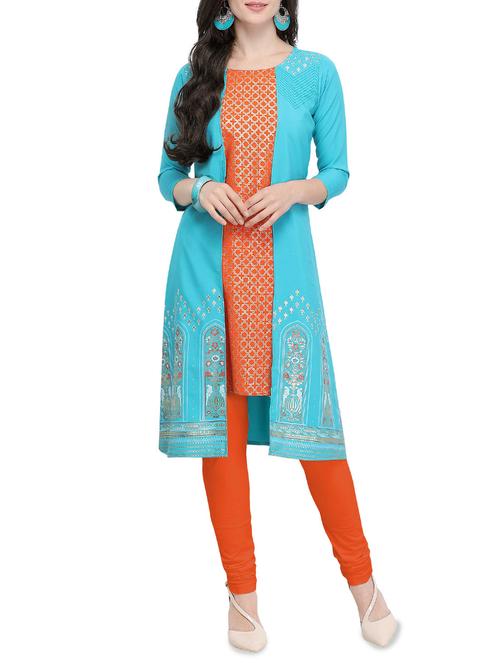 foil print straight kurta - 15839364 - Very Small Image - 1
