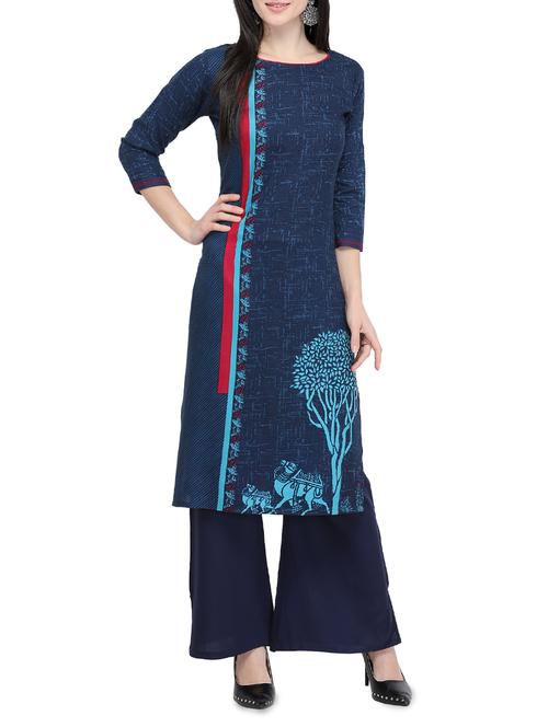 printed straight kurta - 15839375 - Very Small Image - 1
