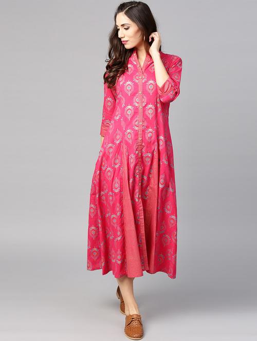 a-line block printed dress - 15840653 - Very Small Image - 1