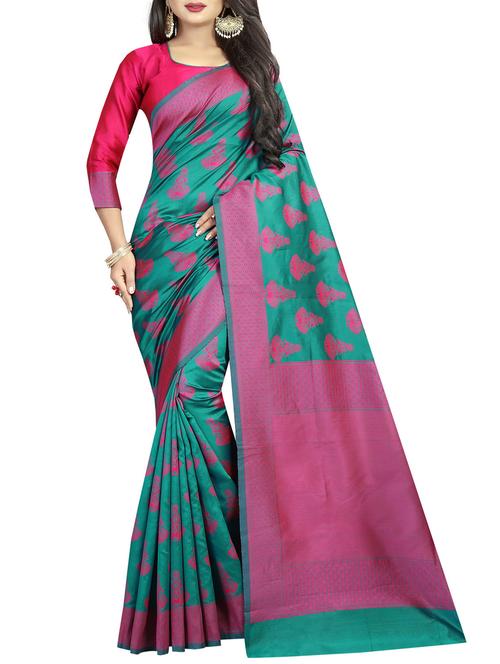 contrast conversational motif banarasi saree with blouse - 15840981 - Very Small Image - 1