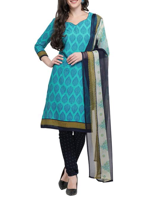 printed unstitched churidaar suit - 15842299 - Very Small Image - 1
