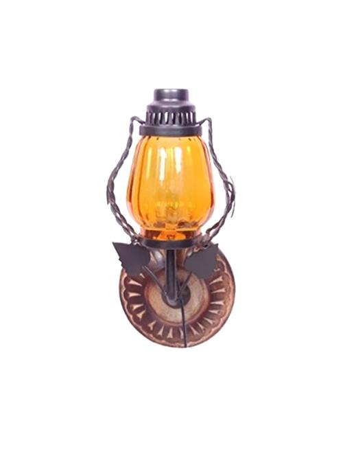 desi karigar wooden & iron fancy wall hanging electric chimney lamp size(lxbxh-6x5x11) inch, color yellow - 15842375 - Very Small Image - 1