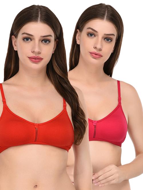 set of 2 lace insert bow patch bras - 15843049 - Very Small Image - 1