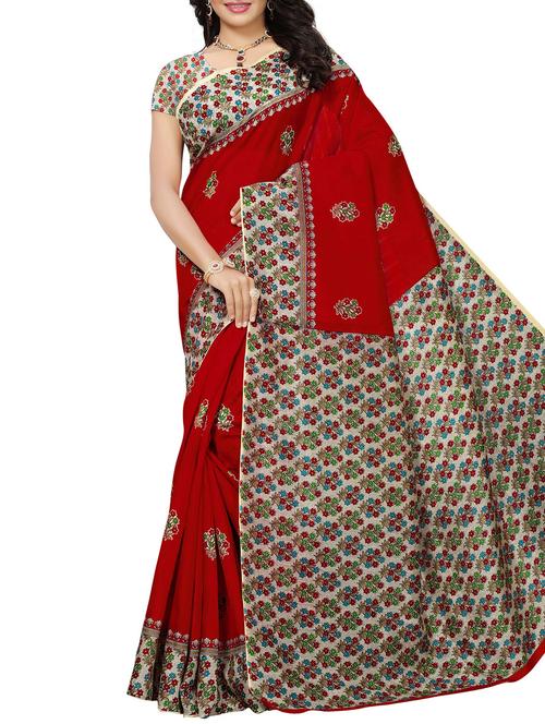 floral print maysore art silk saree with blouse - 15843236 - Very Small Image - 1