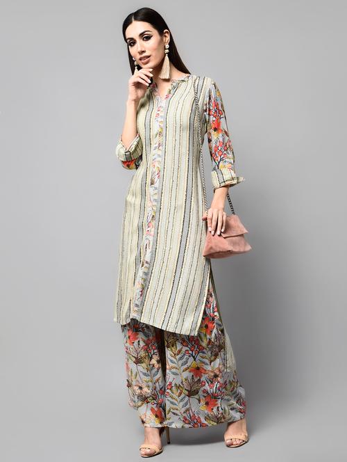 printed kurta with palazzo set - 15843265 - Very Small Image - 1
