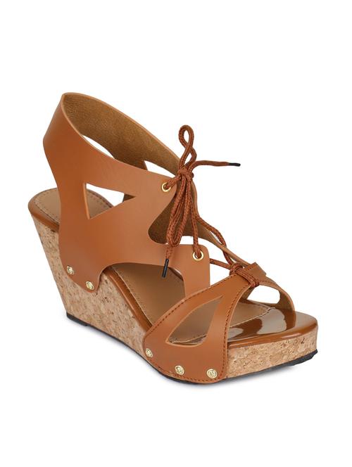 tan lace-up wedges - 15844904 - Very Small Image - 1