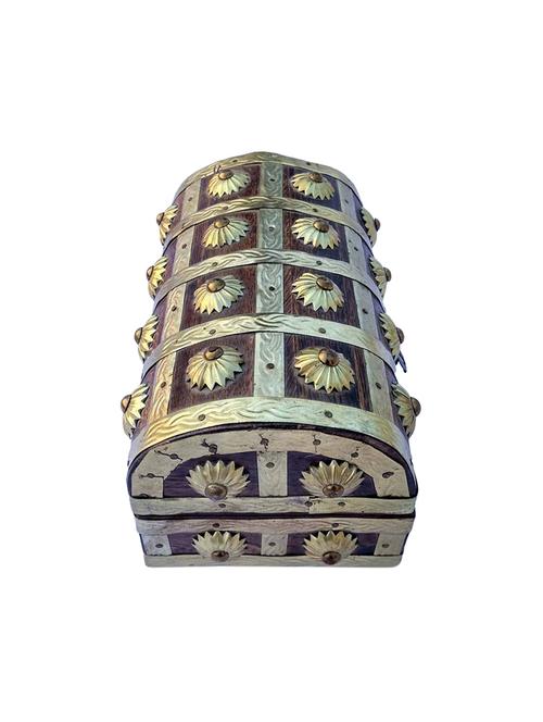 desi karigar wooden antique brown jewellery box with handicraft 7x4.5x5 inch - 15844976 - Very Small Image - 1