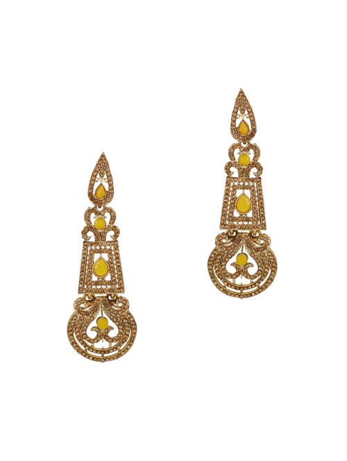 yellow brass drop earring - 15845154 - Very Small Image - 1