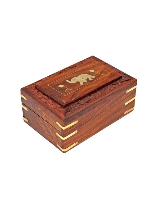 desi karigar wooden antique handcrafted decorative jewellery storage box size(lxbxh-6x4x2.5) inch - 15845717 - Very Small Image - 1