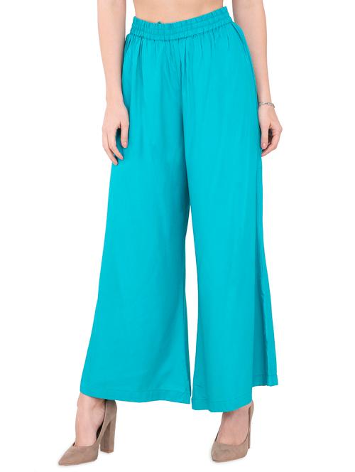 elasticated waist flared palazzo - 15845824 - Very Small Image - 1