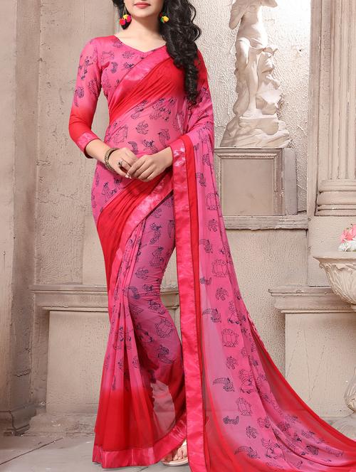 conversational printed saree with blouse - 15846352 - Very Small Image - 1