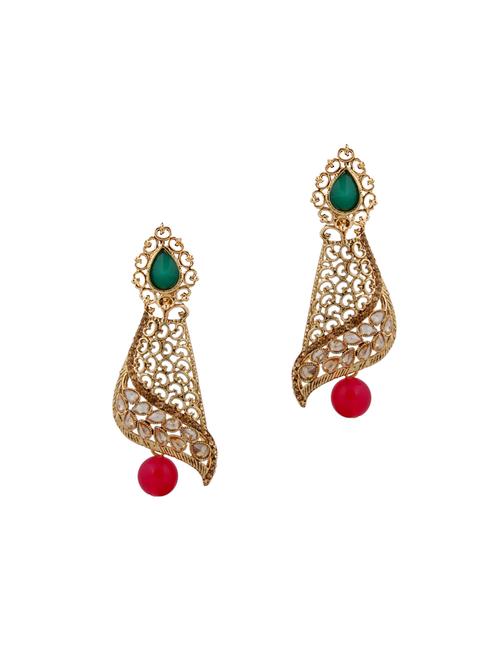 pink brass drop earring - 15846797 - Very Small Image - 1