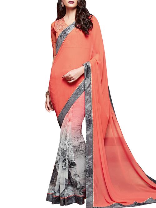 half and half printed saree - 15846849 - Very Small Image - 1