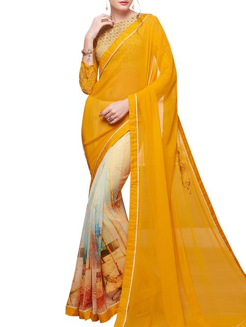 half and half printed saree - 15846851 - Very Small Image - 1