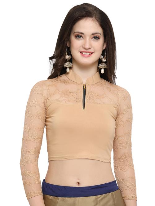 women solid lace detailed stitched blouse - 15846907 - Very Small Image - 1