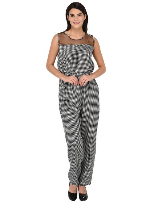 mesh paneled checkered jumpsuit - 15848007 - Very Small Image - 1