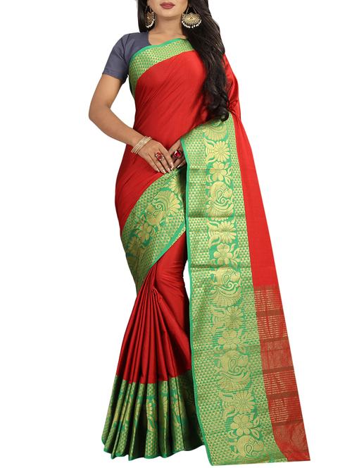 floral zari border banarasi saree with blouse - 15848507 - Very Small Image - 1