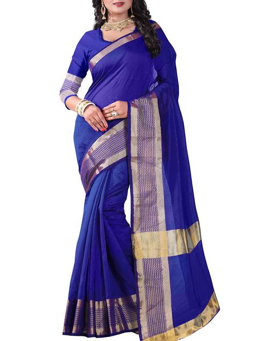 contrast border woven saree with blouse - 15848554 - Very Small Image - 1