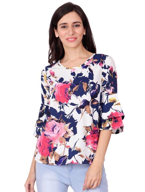 floral layered bell sleeved top - 15848713 - Very Small Image - 1