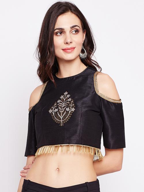 foil printed crop top with salwal set - 15848773 - Very Small Image - 1