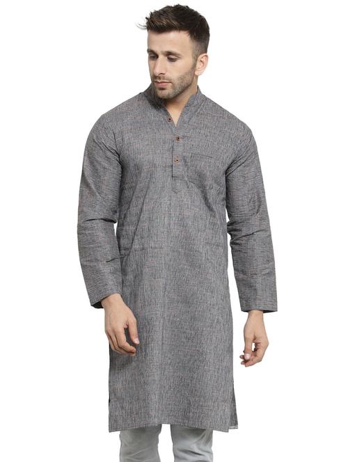 grey cotton long kurta - 15848945 - Very Small Image - 1