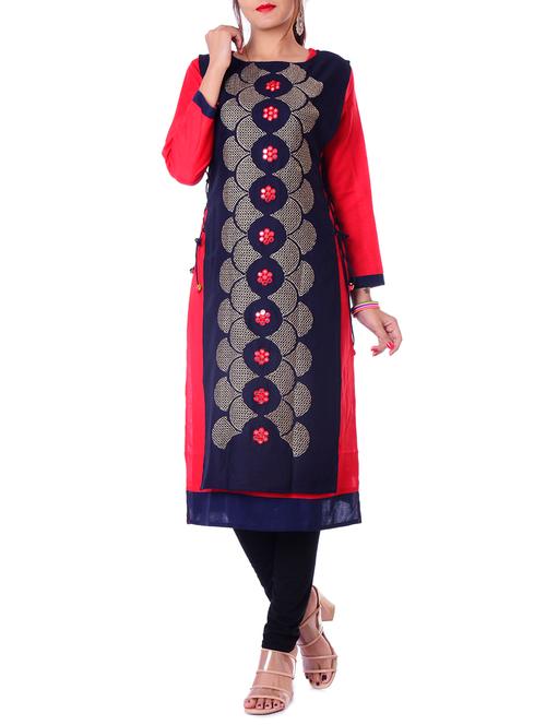 embroidered straight kurta - 15849109 - Very Small Image - 1