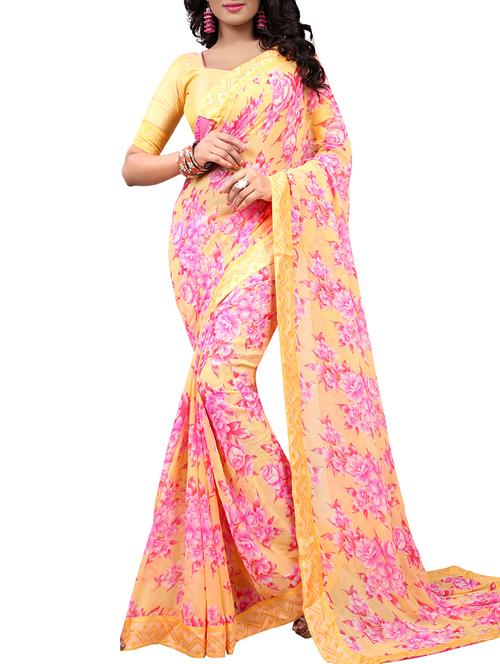 floral printed saree with blouse - 15849415 - Very Small Image - 1