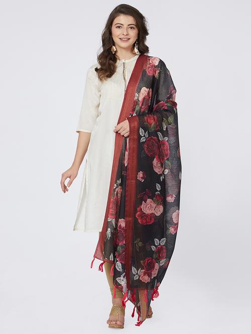 floral printed chanderi dupatta - 15849996 - Very Small Image - 1