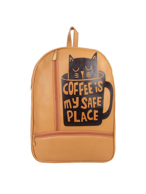 tan leatherette (pu) regular backpack - 15850152 - Very Small Image - 1