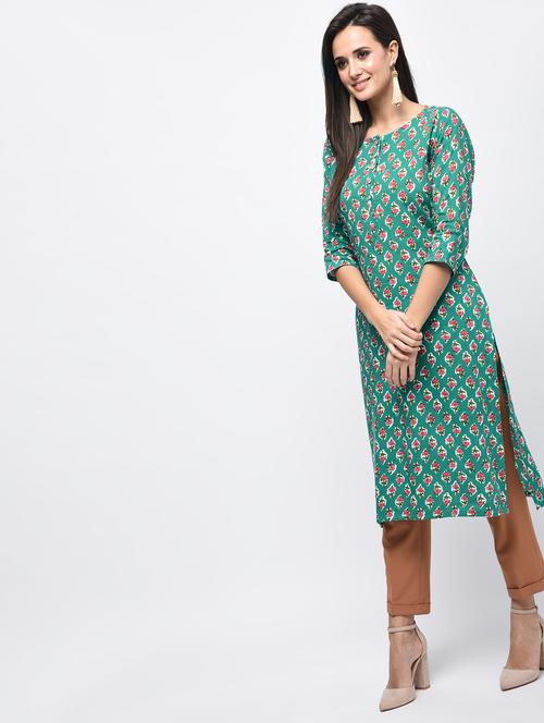 straight printed kurta - 15850583 - Very Small Image - 1