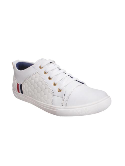 white leatherette lace up sneakers - 15850634 - Very Small Image - 1
