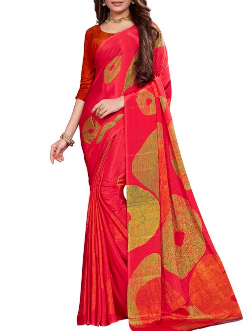 geometric printed saree with blouse - 15851548 - Very Small Image - 1