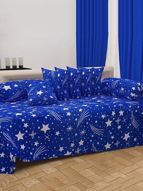 diwan set 8 pieces by shobhraj (1single bedsheet, 5 pillow covers & 2 bolsters cover) - 15852273 - Very Small Image - 1